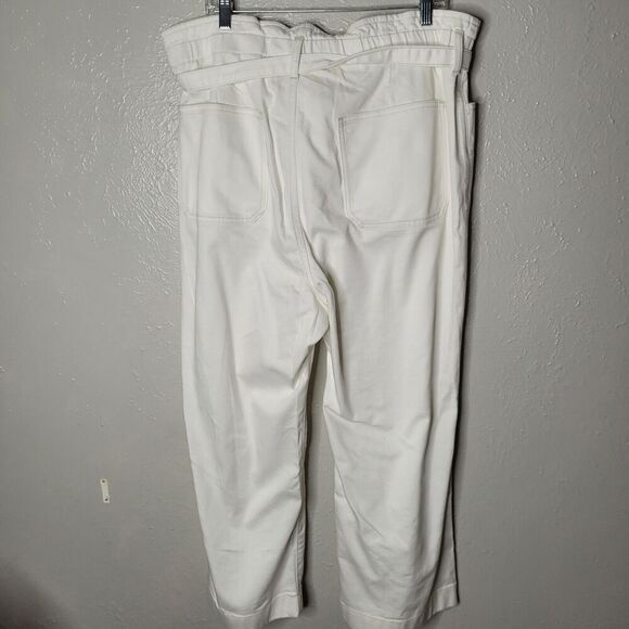 NWT J Crew Jeans Womens 34 White Wide Leg Cropped Paperbag High Rise Belt Denim - Picture 7 of 11